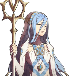 A portrait of Azura smiling with her eyes closed.