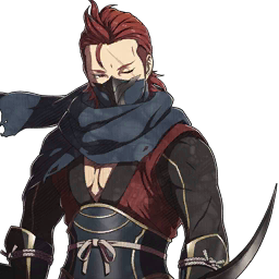 A portrait of Saizo with a less intense expression.